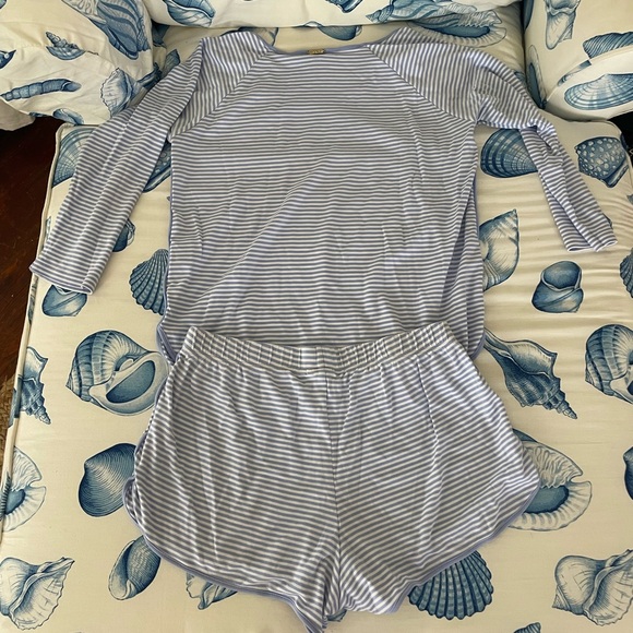 Lake Pajamas Pima Long-Short Set in Hydrangea - Picture 2 of 3